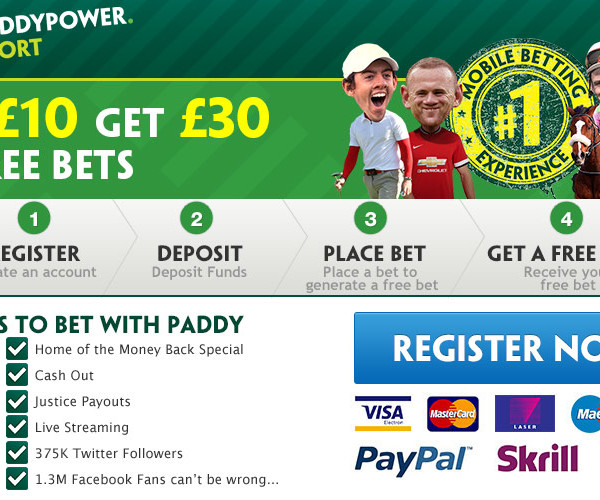 Paddy Power Bet £10 Get £30 Bookmaker Offer